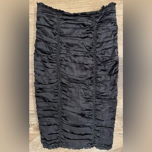 D&G by Dolce & Gabbana Satin Midi Length Ruffled Pencil Skirt (Size 42)
